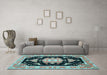 Machine Washable Medallion Light Blue Traditional Rug in a Living Room, wshtr4747lblu