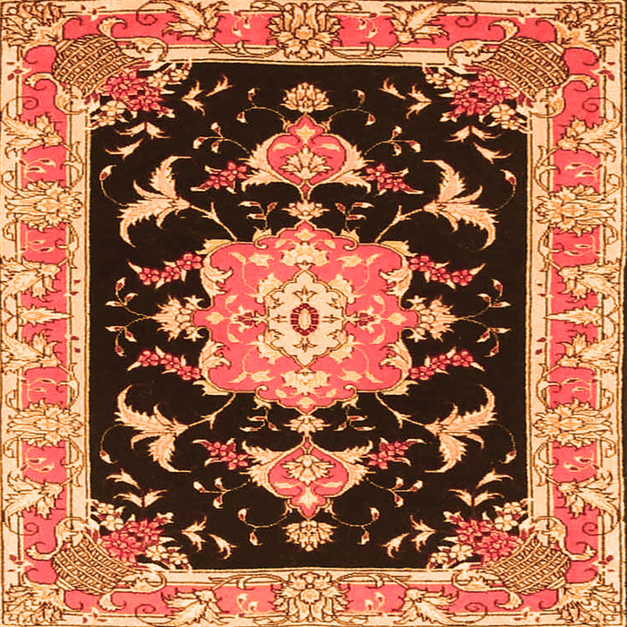 Serging Thickness of Medallion Orange Traditional Rug, tr4747org