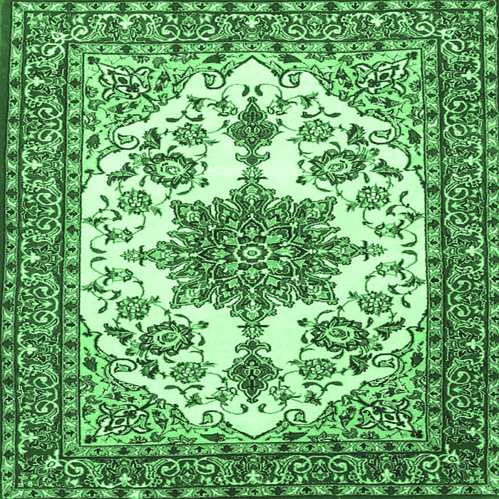 Square Medallion Emerald Green Traditional Rug, tr4748emgrn