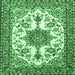 Square Medallion Emerald Green Traditional Rug, tr4748emgrn
