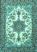 Machine Washable Medallion Turquoise Traditional Area Rugs, wshtr4748turq