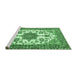 Sideview of Machine Washable Medallion Emerald Green Traditional Area Rugs, wshtr4748emgrn