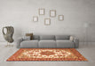 Machine Washable Medallion Orange Traditional Area Rugs in a Living Room, wshtr4748org