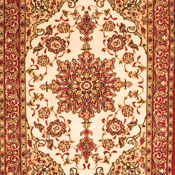 Serging Thickness of Machine Washable Medallion Orange Traditional Area Rugs, wshtr4748org