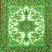 Round Machine Washable Medallion Green Traditional Area Rugs, wshtr4748grn