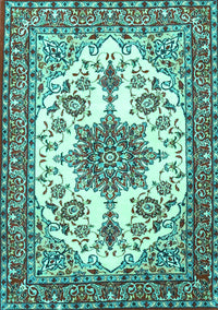 Medallion Turquoise Traditional Rug, tr4748turq