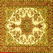 Square Machine Washable Medallion Yellow Traditional Rug, wshtr4748yw