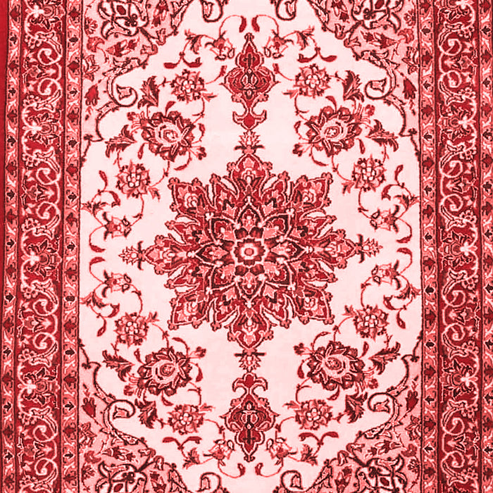 Machine Washable Medallion Red Traditional Rug, wshtr4748red