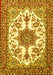 Machine Washable Medallion Yellow Traditional Rug, wshtr4748yw