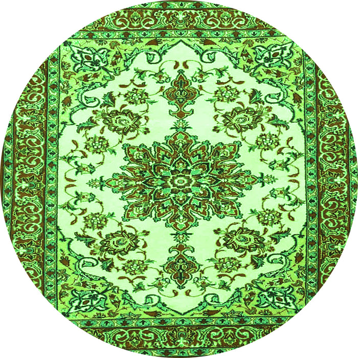 Machine Washable Medallion Green Traditional Area Rugs, wshtr4748grn