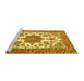 Sideview of Machine Washable Medallion Yellow Traditional Rug, wshtr4748yw