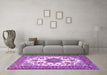 Machine Washable Medallion Purple Traditional Area Rugs in a Living Room, wshtr4748pur