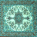 Square Machine Washable Medallion Turquoise Traditional Area Rugs, wshtr4748turq