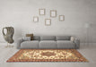 Machine Washable Medallion Brown Traditional Rug in a Living Room,, wshtr4748brn