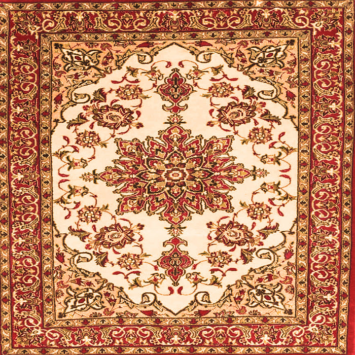 Serging Thickness of Medallion Orange Traditional Rug, tr4748org