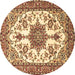 Round Machine Washable Medallion Brown Traditional Rug, wshtr4748brn