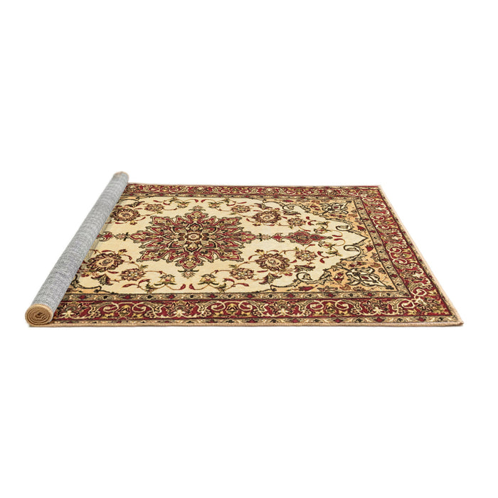 Sideview of Machine Washable Medallion Brown Traditional Rug, wshtr4748brn