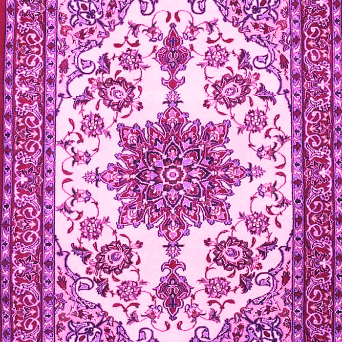 Machine Washable Medallion Pink Traditional Rug, wshtr4748pnk
