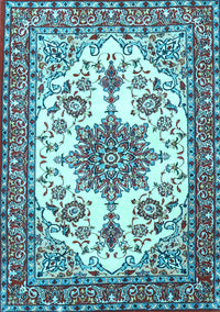 Medallion Light Blue Traditional Rug, tr4748lblu