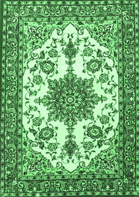 Medallion Emerald Green Traditional Rug, tr4748emgrn