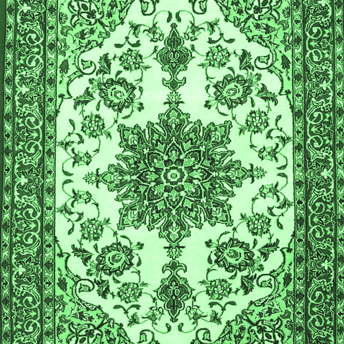 Medallion Emerald Green Traditional Rug, tr4748emgrn