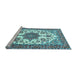 Sideview of Machine Washable Medallion Light Blue Traditional Rug, wshtr4748lblu