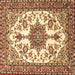 Square Machine Washable Medallion Brown Traditional Rug, wshtr4748brn