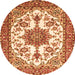 Machine Washable Medallion Orange Traditional Area Rugs, wshtr4748org