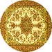 Round Medallion Yellow Traditional Rug, tr4748yw