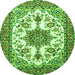 Square Medallion Green Traditional Rug, tr4748grn