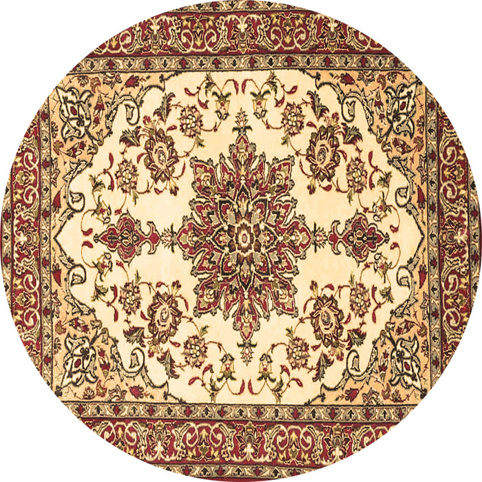 Round Medallion Brown Traditional Rug, tr4748brn