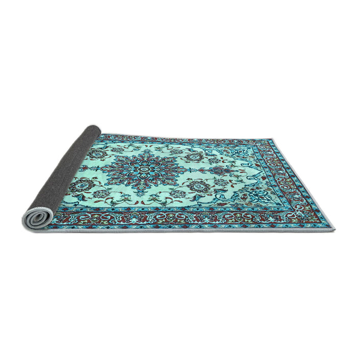 Sideview of Medallion Light Blue Traditional Rug, tr4748lblu