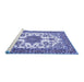 Sideview of Machine Washable Medallion Blue Traditional Rug, wshtr4748blu