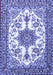 Machine Washable Medallion Blue Traditional Rug, wshtr4748blu