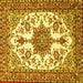 Square Medallion Yellow Traditional Rug, tr4748yw