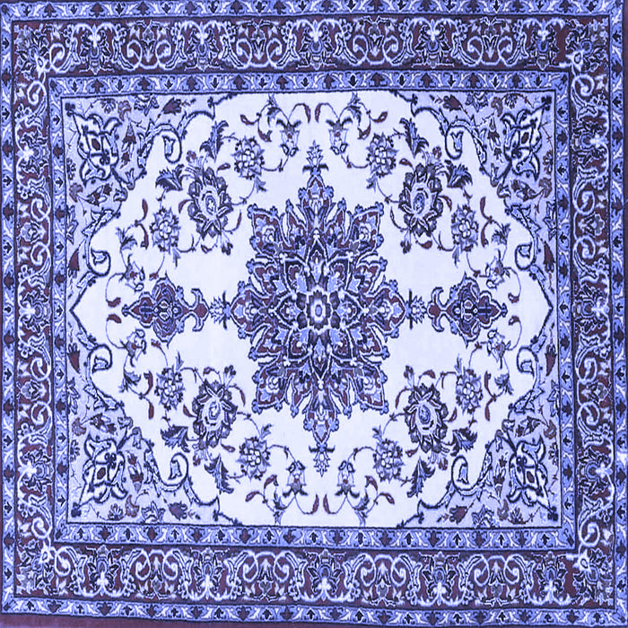 Square Machine Washable Medallion Blue Traditional Rug, wshtr4748blu