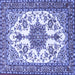 Square Machine Washable Medallion Blue Traditional Rug, wshtr4748blu