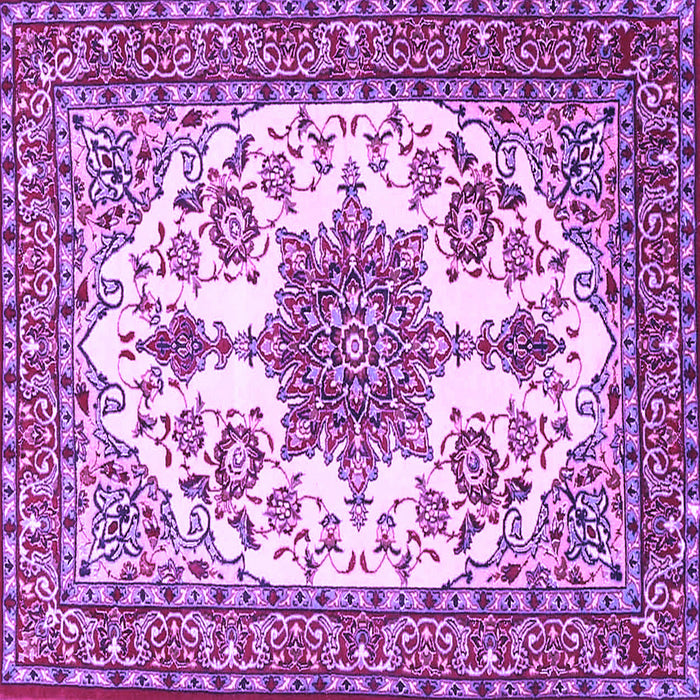Square Machine Washable Medallion Purple Traditional Area Rugs, wshtr4748pur