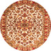 Machine Washable Medallion Orange Traditional Area Rugs, wshtr4749org