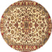 Round Medallion Brown Traditional Rug, tr4749brn