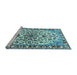 Sideview of Machine Washable Medallion Light Blue Traditional Rug, wshtr4749lblu