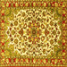 Square Medallion Yellow Traditional Rug, tr4749yw