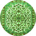 Machine Washable Medallion Green Traditional Area Rugs, wshtr4749grn