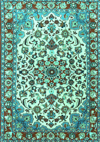 Medallion Turquoise Traditional Rug, tr4749turq