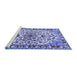 Sideview of Machine Washable Medallion Blue Traditional Rug, wshtr4749blu