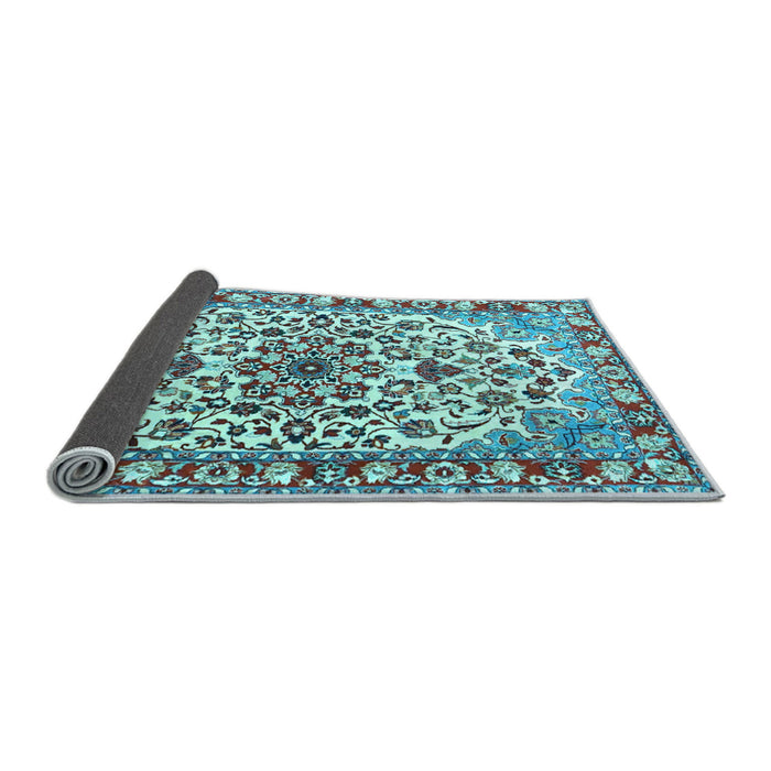 Sideview of Medallion Light Blue Traditional Rug, tr4749lblu