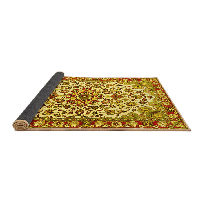 Sideview of Medallion Yellow Traditional Rug, tr4749yw