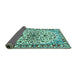 Sideview of Medallion Turquoise Traditional Rug, tr4749turq