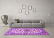 Machine Washable Medallion Purple Traditional Area Rugs in a Living Room, wshtr4749pur