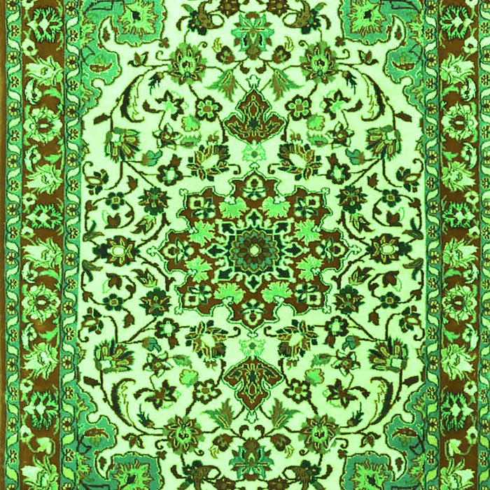 Serging Thickness of Machine Washable Medallion Green Traditional Area Rugs, wshtr4749grn